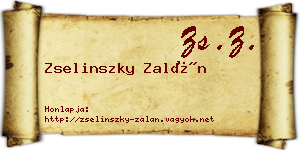 Zselinszky Zalán névjegykártya